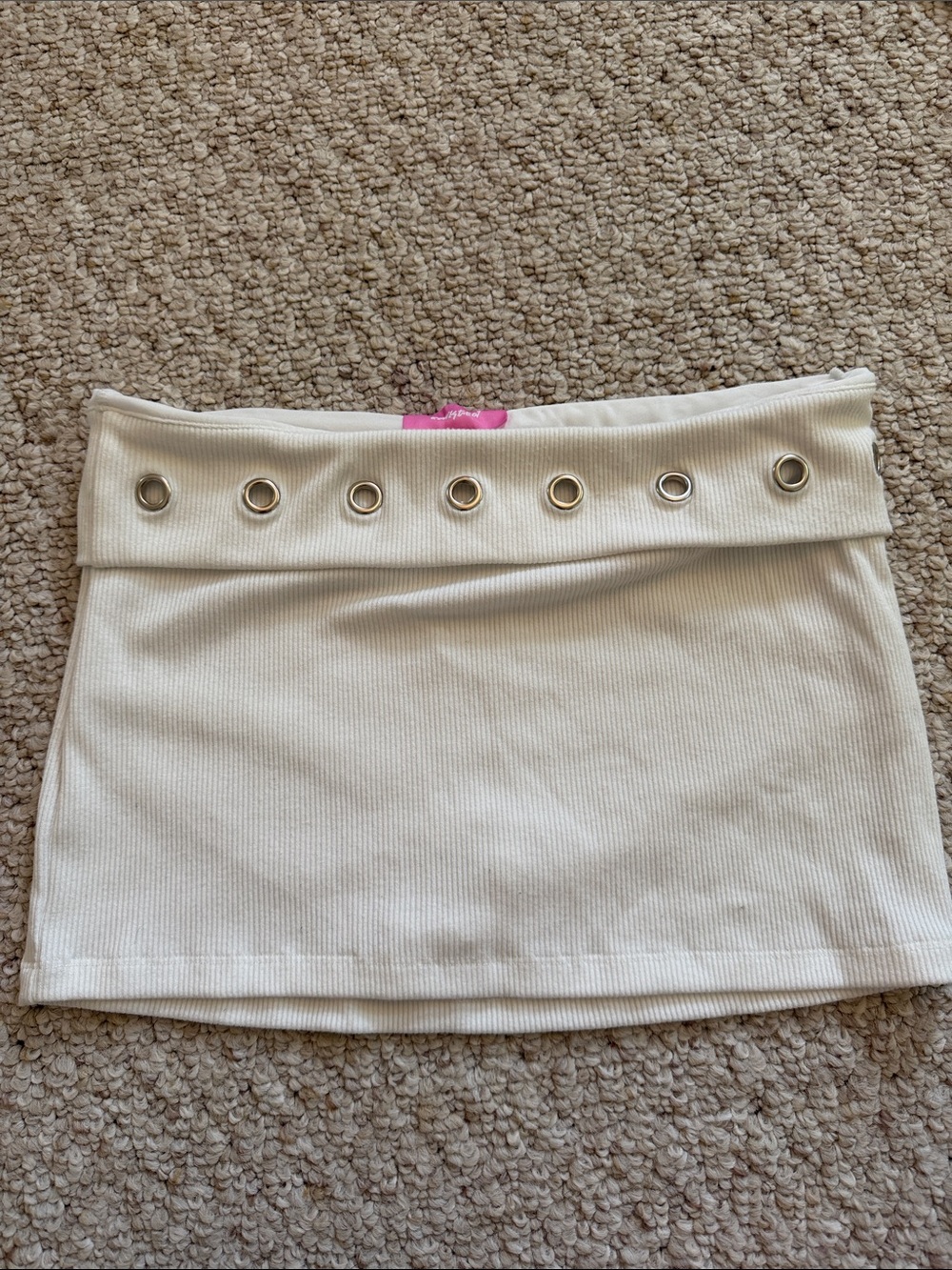 EDIKTED Havana Grommet Ribbed Foldover Mini Skort